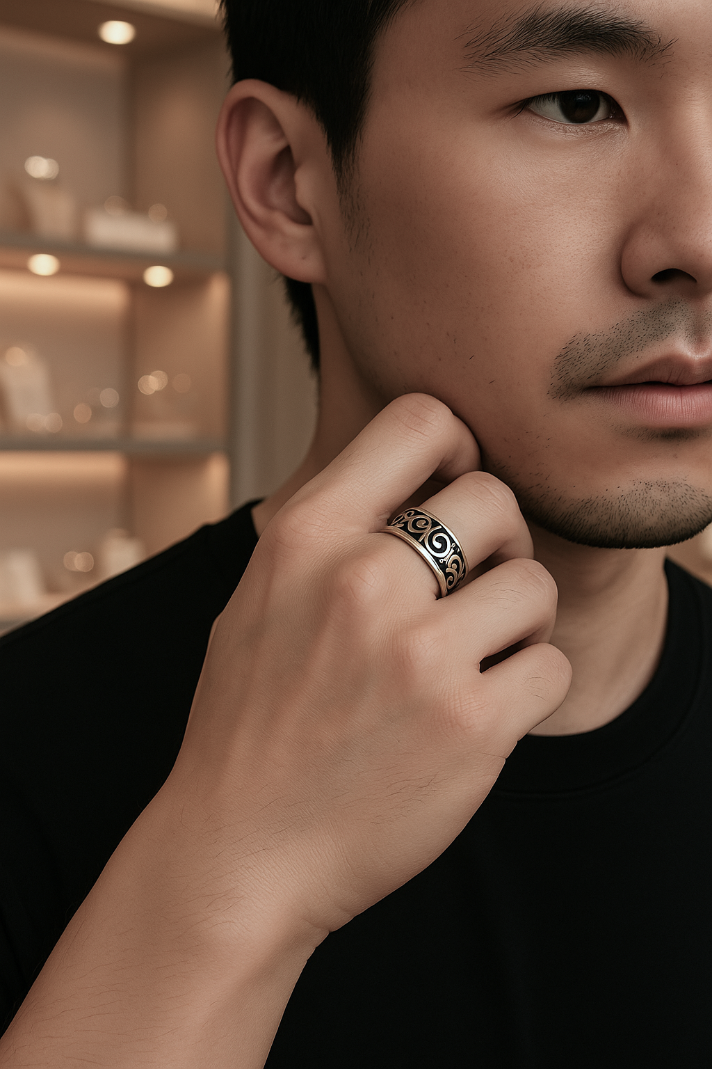 anello celtico girevole in argento da uomo